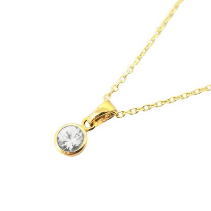 White Mini Round White Topaz April Birthstone Pendant Necklace
