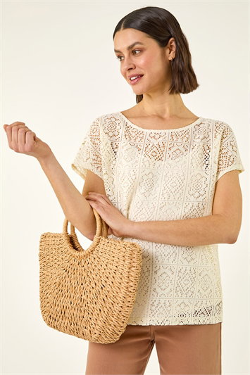 Cream Lace Overlay Top