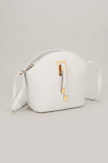 White Pebble Faux Leather Crossbody Bag - Asyanima