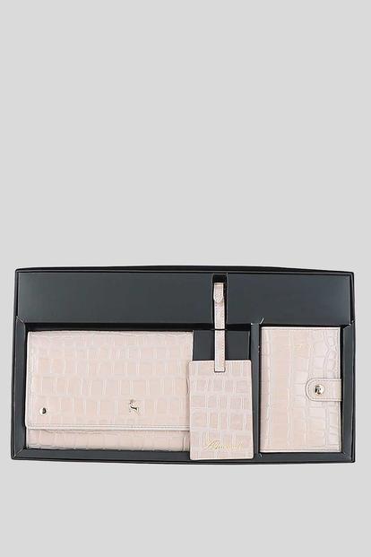 Pink 'Wise Tour' Croc Print Real Leather Gift Travel Set