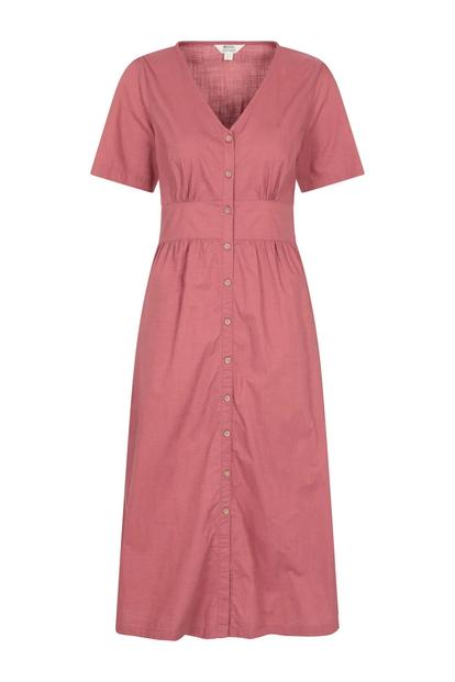Pink Riviera Button Through Midi Dress
