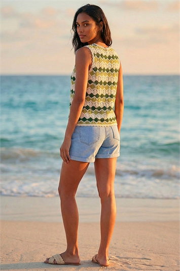 Wave Crochet Knit Vest 16337234