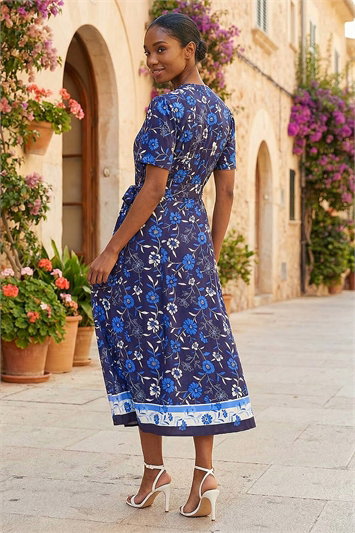 Petite Floral Border Stretch Dress 14840160