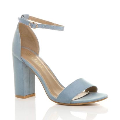Purple High Block Heel Ankle Strap Sandals