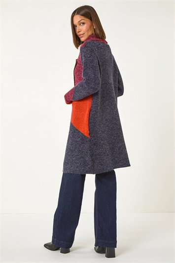 Colour Block Button Collar Knit Cardigan 16141978