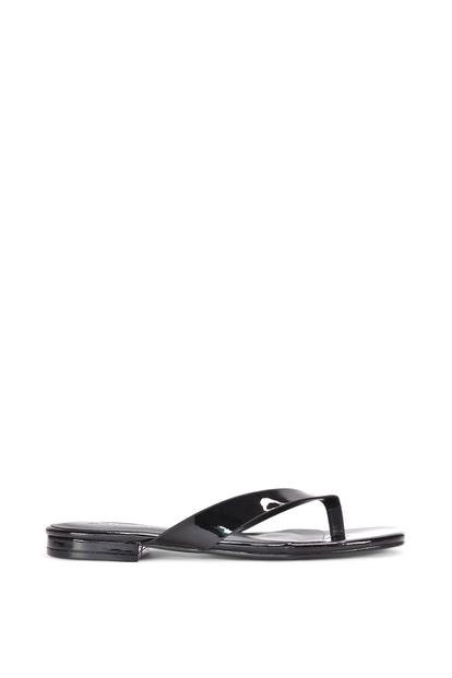 Black 'Rio' Thong Strap Slip On Flip Flop Square Toe Slide