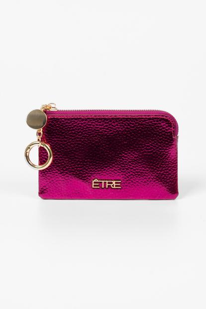 Pink Metallic Faux Leather Small Coin Purse