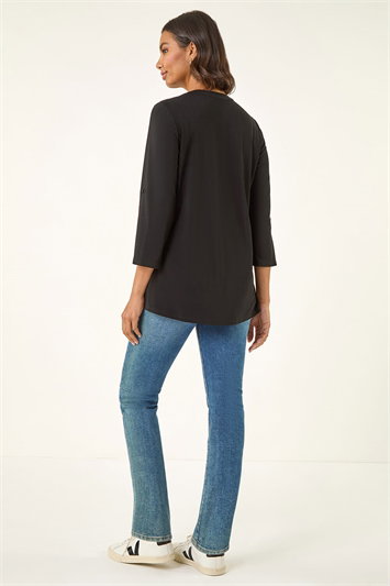 Pintuck Button Stretch Top 19443308