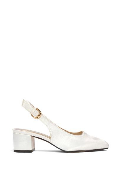 White 'Elowen' Bridal Mid Heel Court Shoes With Slingback
