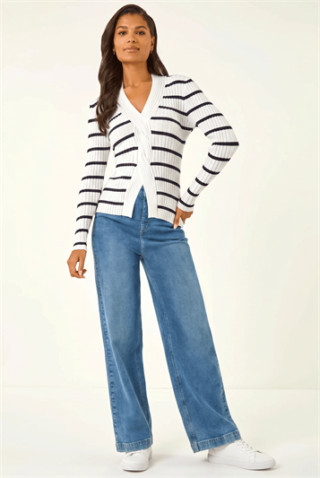 Stripe Cable Split Detail Rib Jumper 16132094