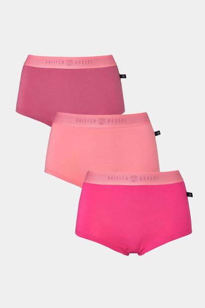 Pink Pack Of Three "Pink Gin" Cotton Hipster Boxer Briefs