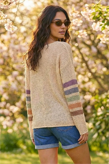 Stripe V-Neck Knit Jumper 16323706