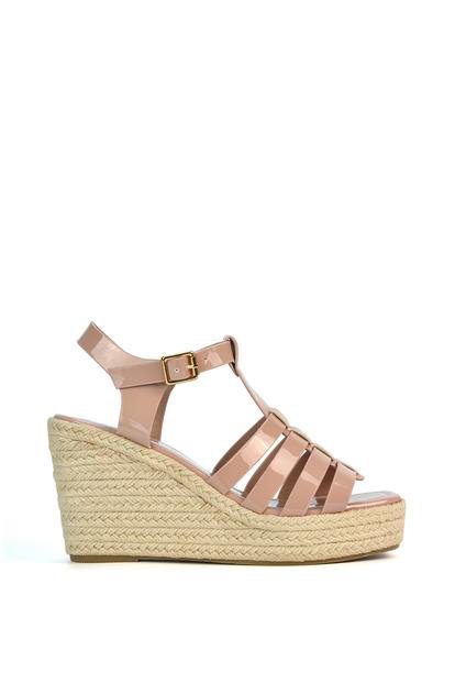 Black 'Remi' Wedge Heel Platform Espadrille Square Toe Sandals