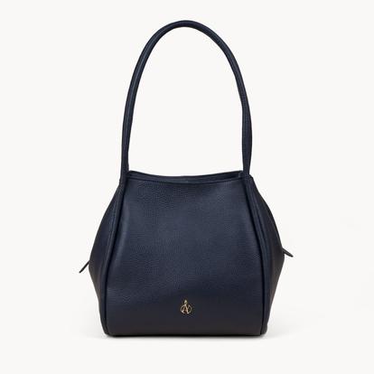 Black 'Debbie' Pebble Grain Real Leather Shoulder Bag