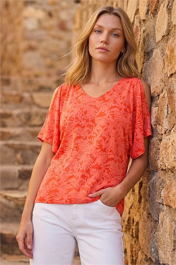 Burnout Print Jersey Stretch Top 19479264