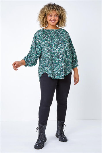 Curve Animal Print Stretch Top 19279934