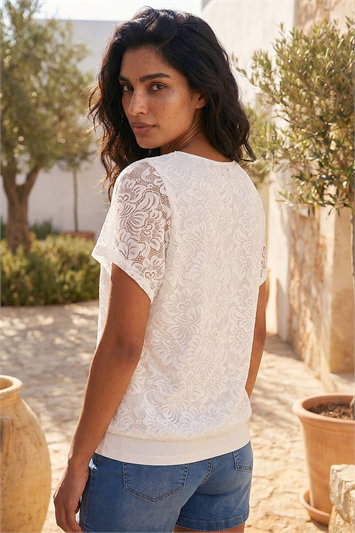 Lace Bubble Hem Top 19304938