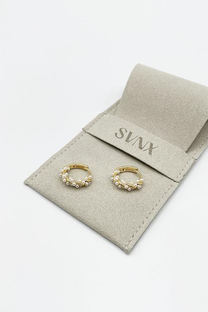 Metallic Pearl Vine Hoop Earrings