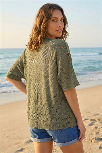 Petite Pointelle Knit Cardigan 16345740