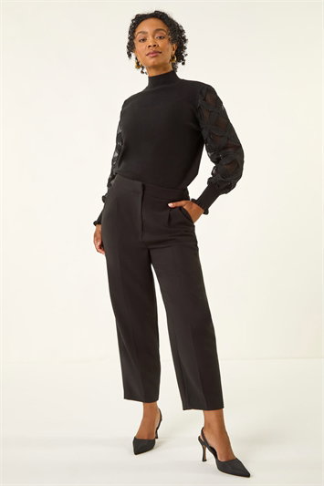 Petite Lace Sleeve Knit Jumper 16304608