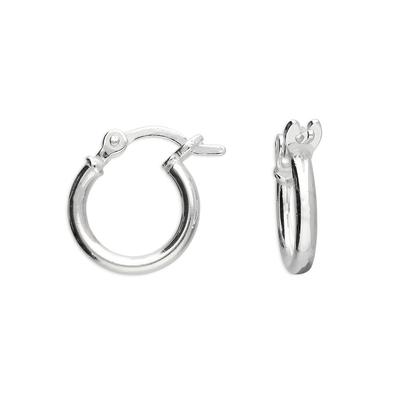 Metallic Sterling Silver 12Mm Sleeper Creole-Hinged Hoop Earrings