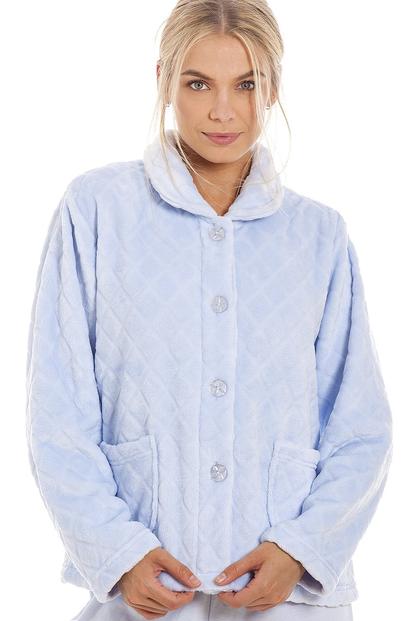 Purple Supersoft Diamond Print Button Up Bed Jacket
