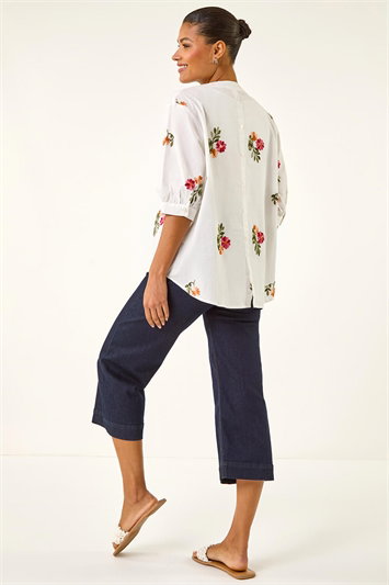 Floral Embroidered V-Neck Blouse 10225638