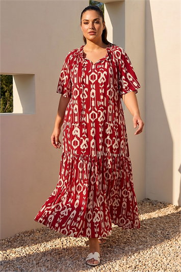 Red Curve Printed Woven Maxi Dress