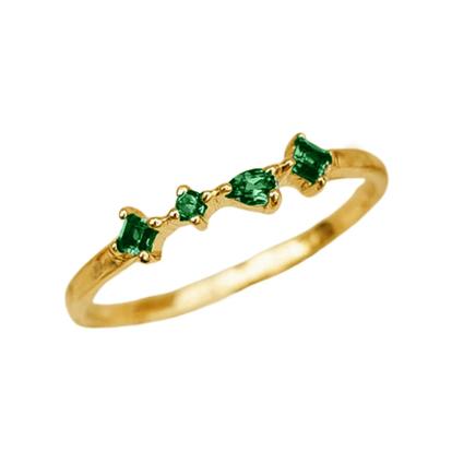 Metallic Minimalist Emerald Gemstone May Birthstone Adjustable Gold Vermeil Ring