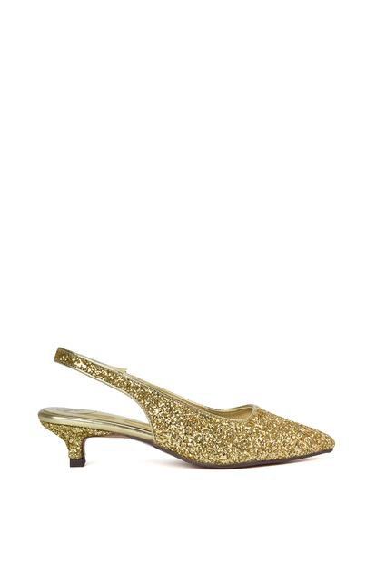 Black 'Gerri' Pointed Toe Glitter Slingback Kitten Heel Court Shoes