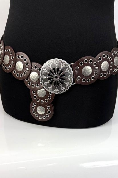 Brown Large Eyelet Disc Belt