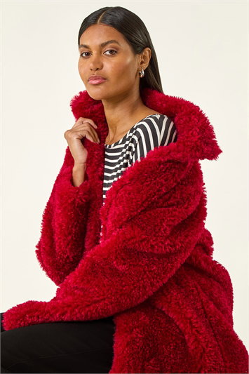 Red Curly Soft Borg Coat