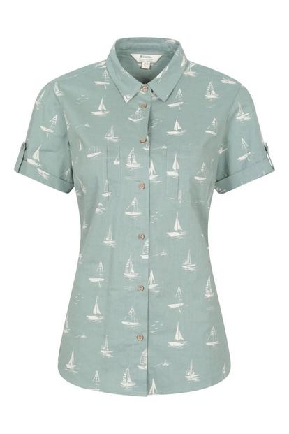 Green Coconut Sailboat Short Sleeved Shirt