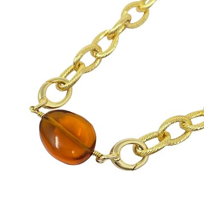 Metallic Citrine November Birthstone Statement Pendant Necklace
