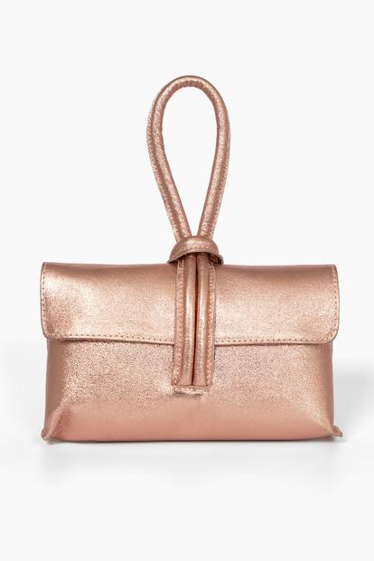Metallic Metallic Italian Leather Wristlet Clutch Bag