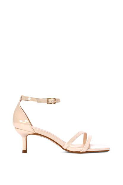 Black 'Lea' Open Toe Strappy Low Kitten Heel Sandal Shoes