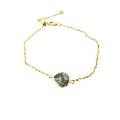 Metallic 18Ct Gold Vermeil Plated Adjustable Emerald May Birthstone Bracelet