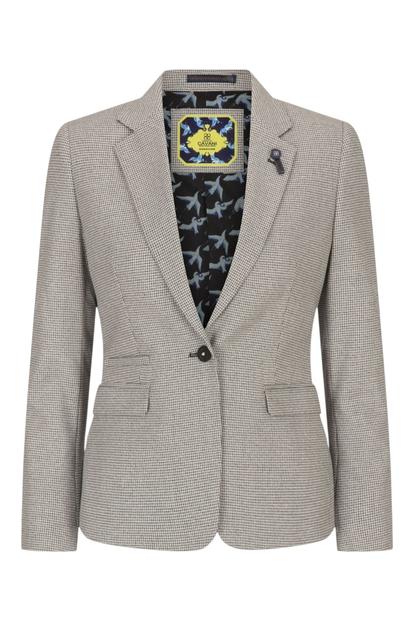 Cream Women's Beige Tweed Wool Blend Blazer