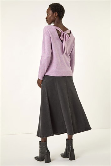 Purple Ribbon Bow Tie Back Jumper