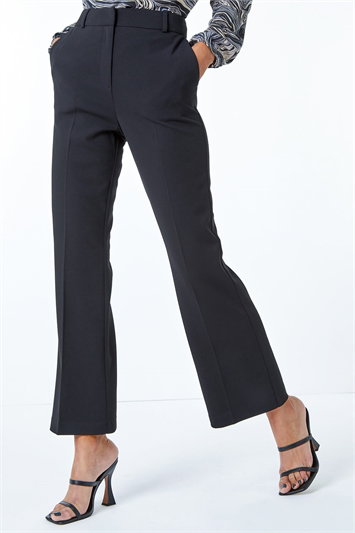Black Long Bootcut Stretch Trousers