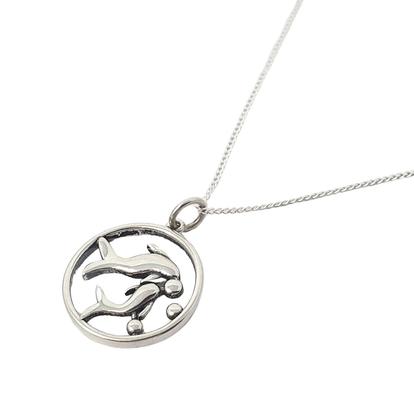 Metallic Pisces Zodiac Horoscope Charm Sterling Silver Necklace