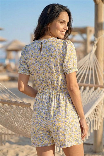 Dusk Ditsy Floral Buttoned Playsuit 14760996