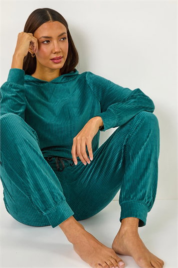 Blue Velour Hoodie Lounge Set