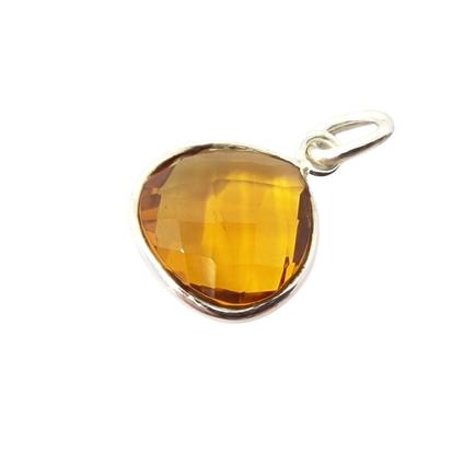 Orange Sterling Silver Citrine Birthstone Pendant Charm