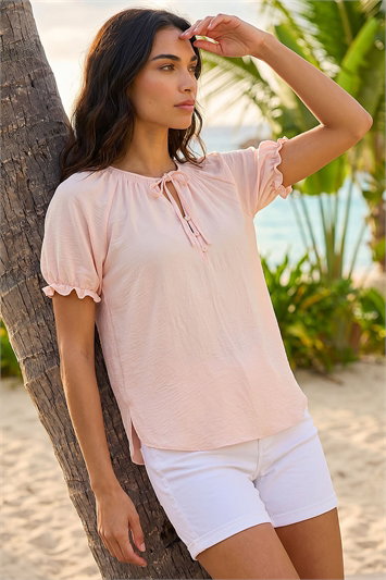 Tie Front Frill Sleeve Top 20206646