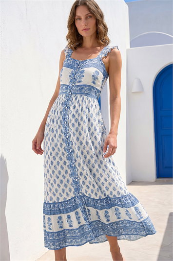 Petite Floral Strappy Midi Dress 14885509