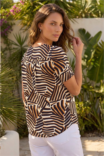 Petite Abstract Print V-Neck Blouse 10224808