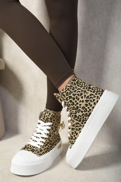 Multi Dana High Top Lace Up Platform Ankle Trainers With Decorative Detail