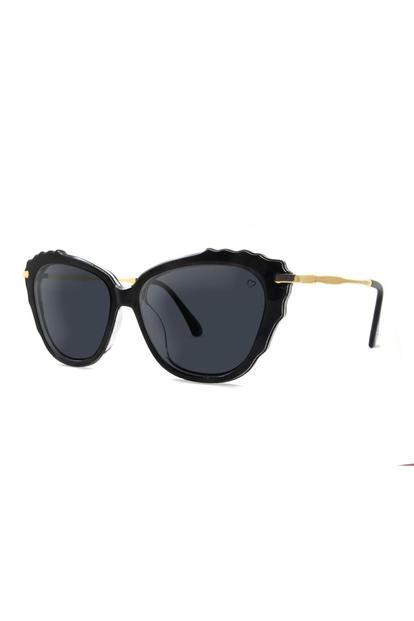 Black Ruby Rocks Monaco Ripple Edge Black And Gold Frame Sunglasses