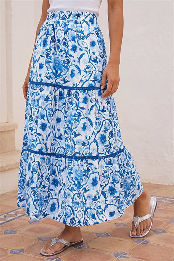 Floral Print Tiered Skirt 17074209